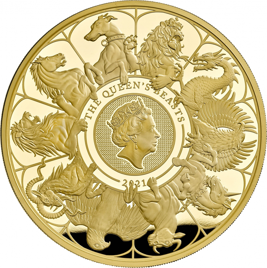 英國-2021-英女皇神獸系列綜合版-99.99%-精製金幣-1盎司