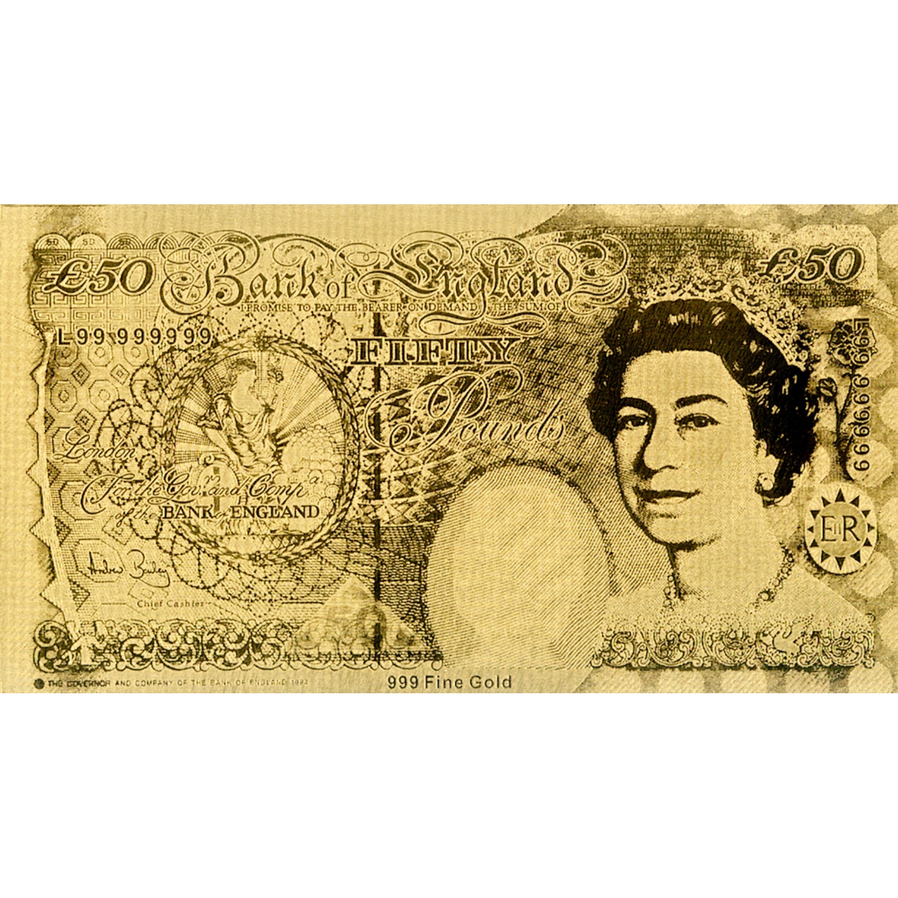 英國五十英磅金紙幣(連包裝盒)
