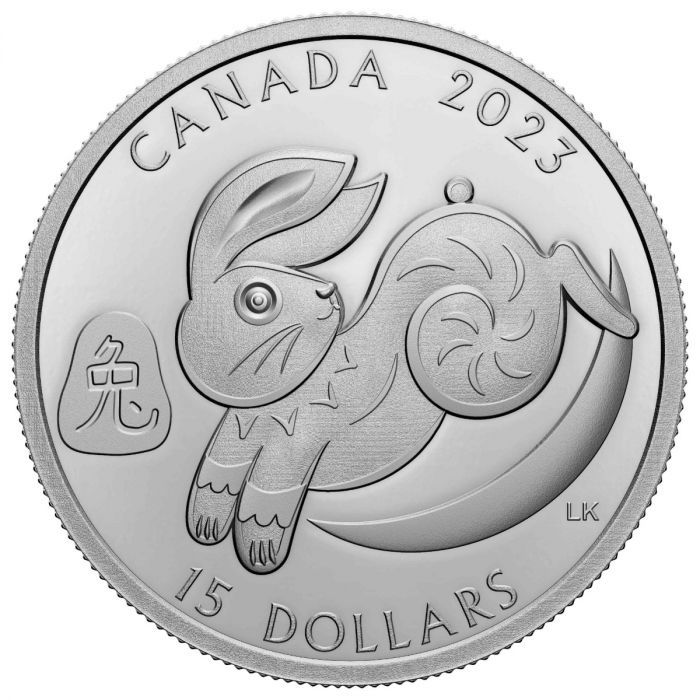 加拿大2023兔年生肖99.99%精铸银币1盎司