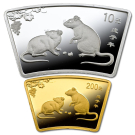 China-2008-Fan-Rat-Gold-Silver-Set,China-2008-Fan-Rat-Gold-Silver-Set,China-2008-Fan-Rat-Gold-Silver-Set