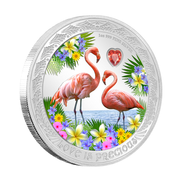 Niue 2021 Love Is Precious - Flamingos 99.9% Proof Silver Coin 1oz