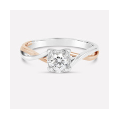 18K/750白色黃金雙色扭紋鑽石戒指