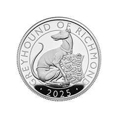 Great Britain 2025 The Royal Tudor Beasts – The Greyhound of Richmond 99.9% Proof Silver Coin 2oz