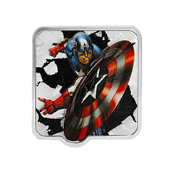 Niue 2025 Marvel Smash Series – Captain America Clang 99.9% Ultra-High Relief Coloured Proof Silver Coin 2oz