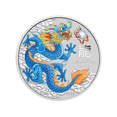 澳洲2024農曆生肖系列 III - 龍年藍龍99.99% 彩色普制銀幣1/2盎司 (0.4155兩)