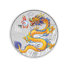 澳洲2024農曆生肖系列 III - 龍年黃龍99.99% 彩色普制銀幣1/2盎司 (0.4155兩)