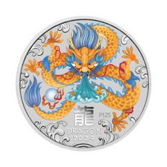 澳洲2024農曆生肖系列 III - 龍年99.99% 彩色普制銀幣1盎司 (0.831兩)