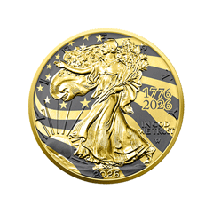 美國2026金環紀念 - 鷹徽250週年99.9% 鍍金銀幣1盎司 (封套裝)