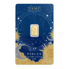 瑞士PAMP星座系列: 雙魚座99.99% 壓鑄金條1/2克 (0.0134 兩)