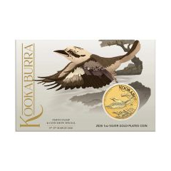澳洲2026笑翠鳥99.99% 鍍金銀幣1盎司卡裝 (珀斯郵票與錢幣展特別版)