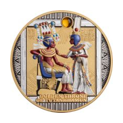 Cameroon 2026 Throne of Tutankhamun 99.9% High Relief Antiqued Coloured Silver Coin 3oz