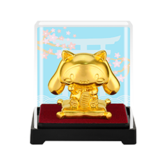 Sanrio Characters Cinnamoroll Maneki Neko 24K Gold Foil Mini Figure