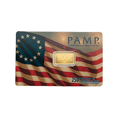 PAMP 瑞士美國建國 250 週年99.99% 仿精鑄金條2.5克 (0.0668兩)