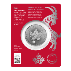 Canada 2027 Treasured Silver Maple Leaf: Year of the Goat 99.99% Bullion Silver 1oz (in Card)