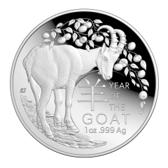 Australia 2027 Lunar Year of the Goat 99.9% Domed Proof Silver Coin 1oz