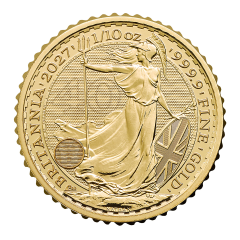 Great Britain 2027 Britannia 99.99% Bullion Gold Coin 1/10oz