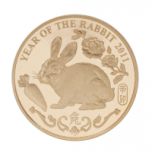 British-Royal-Mint-2011-Hong-Kong-Year-Of--The-Rabbit-91.6%-Gold-Proof-Medal-39.94克