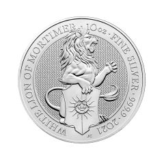 Great-Britain--2021-Britain-Queen's-Beasts---The--White-Lion-of-Mortimer-99.99%-Silver-Coin-BU-10oz