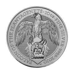 Great-Britain--2020-The-Queen's-Beasts-Series---The-Falcon-Of--The-Plantagenets-99.99%-Silver-Coin-BU-10oz