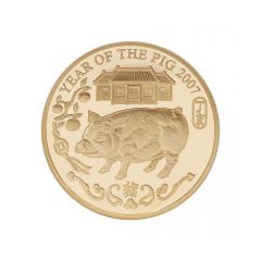 British-Royal-Mint-2007-Hong-Kong-Year-Of-The-Pig--91.6%-Gold-Proof-Medal-39.94g