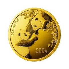 中國2023熊貓99.9%普制金幣30克