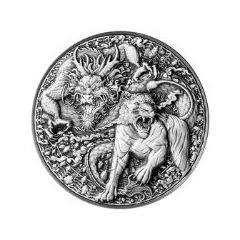 托克勞2022神龍配生肖系列 - 龍與虎99.9%高浮雕仿古銀幣2盎司