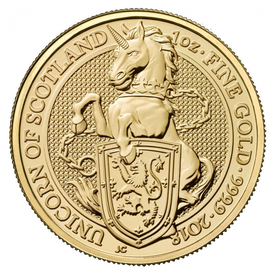 英國-2018-英女皇神獸系列---蘇格蘭獨角獸-99.99%-普制金幣-1盎司