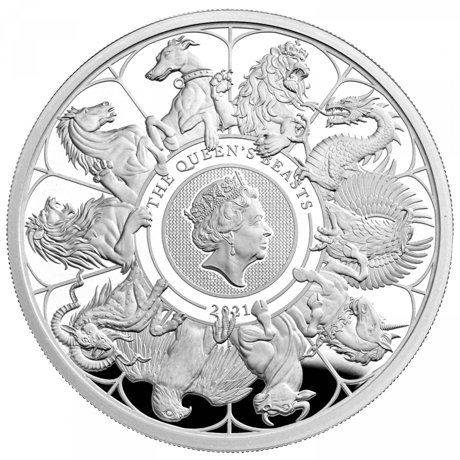 英國-2021-英女皇神獸系列綜合版-99.9%-精製銀幣-1盎司