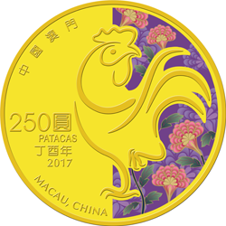 澳門2017雞年生肖精鑄金幣1/4盎司