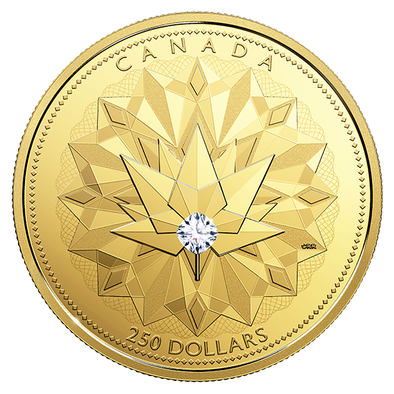 加拿大2017一百五十周年節慶-–-加拿大的光輝99.99%精鑄金幣60.08克(含0.18卡鑽石)