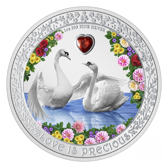 Niue 2023 Love is Precious - Swans 99.9% Proof Silver Coin 1oz