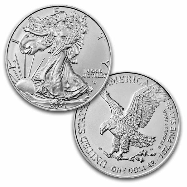 美国2021鹰扬99.9%普制银币1盎司 (Type 2)