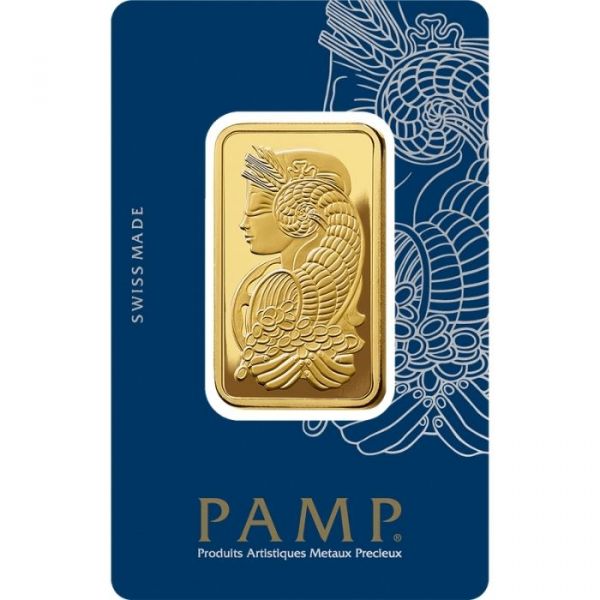 瑞士PAMP财富女神99.99%压铸金条1盎司
