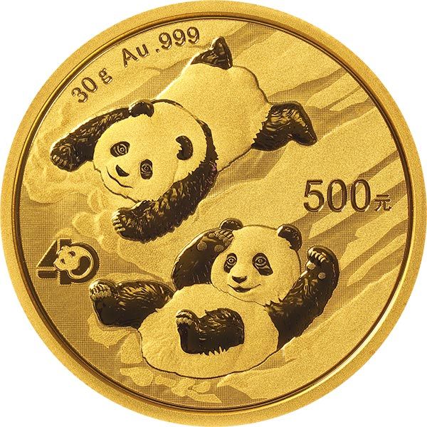 中國2022熊貓99.9%普制金幣30克
