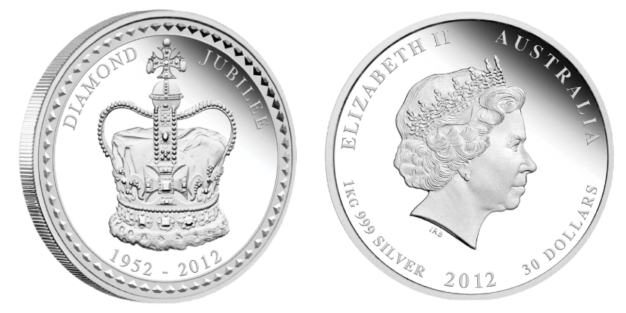 澳洲2012英女皇鑽禧精鑄銀幣1公斤