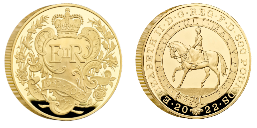英國2022英女皇登基70周年白金禧紀念精鑄金幣5盎司